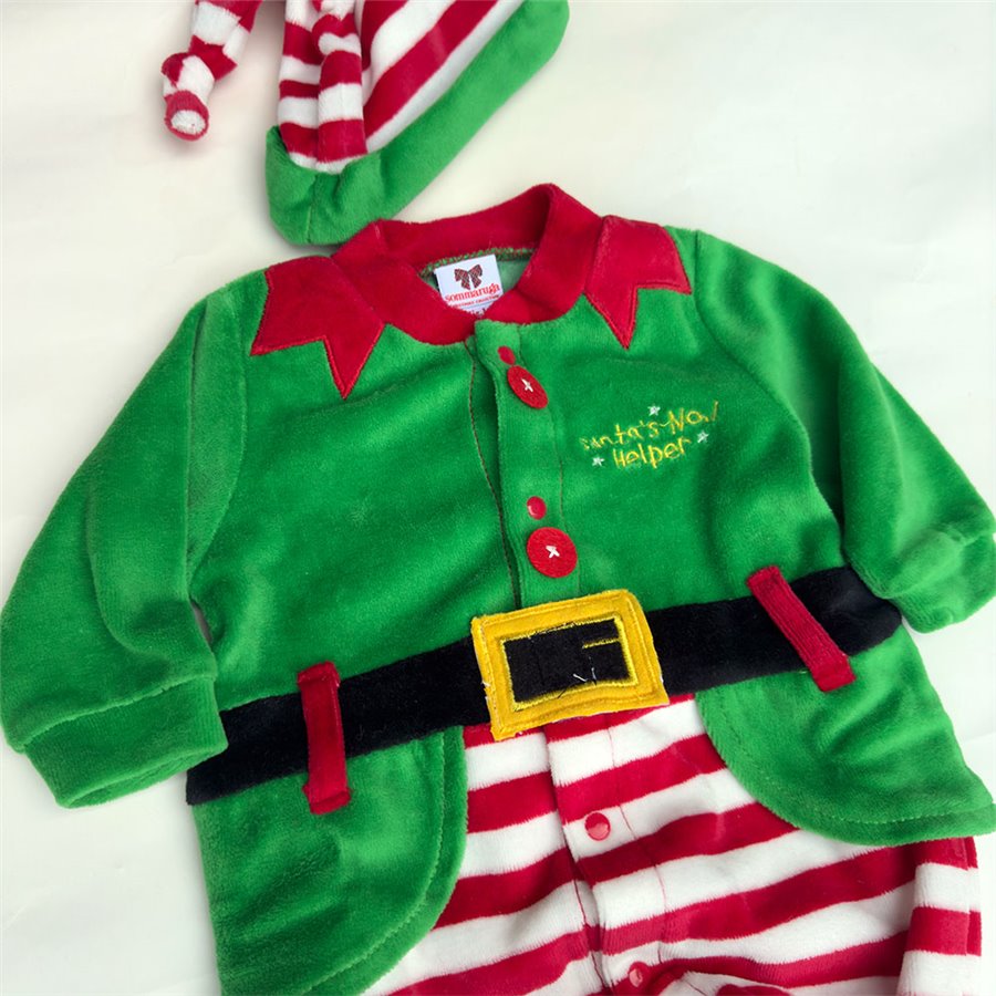 Vestito elfo neonato di Natale personalizzato con nome