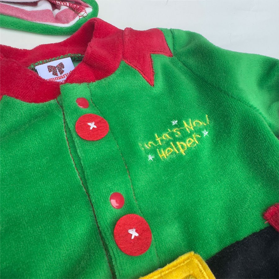 Vestito elfo neonato di Natale personalizzato con nome