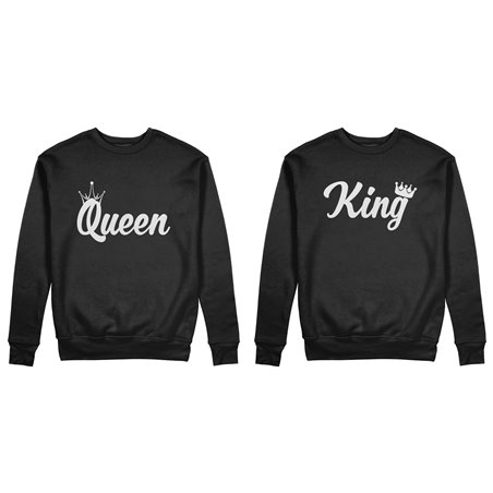 Coppia di felpe personalizzabili con nomi king e queen con corona