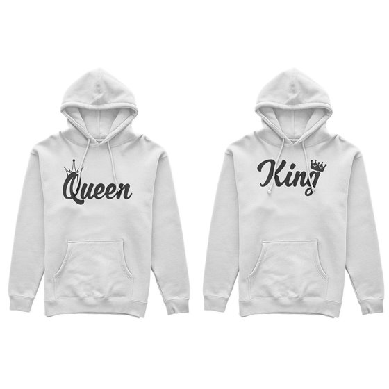 Coppia di felpe personalizzabili con nomi king e queen con corona 2