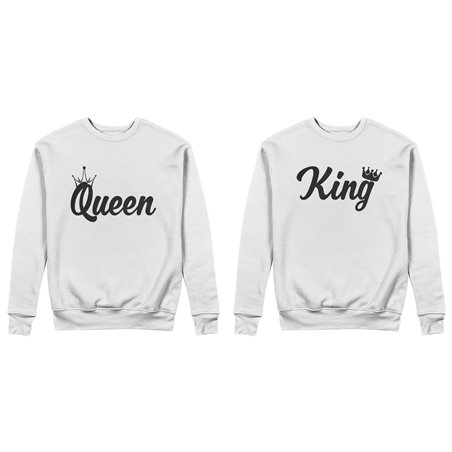 Coppia di felpe personalizzabili con nomi king e queen con corona