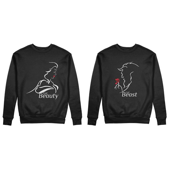 Coppia di felpe personalizzabili con nomi the beast and the beauty