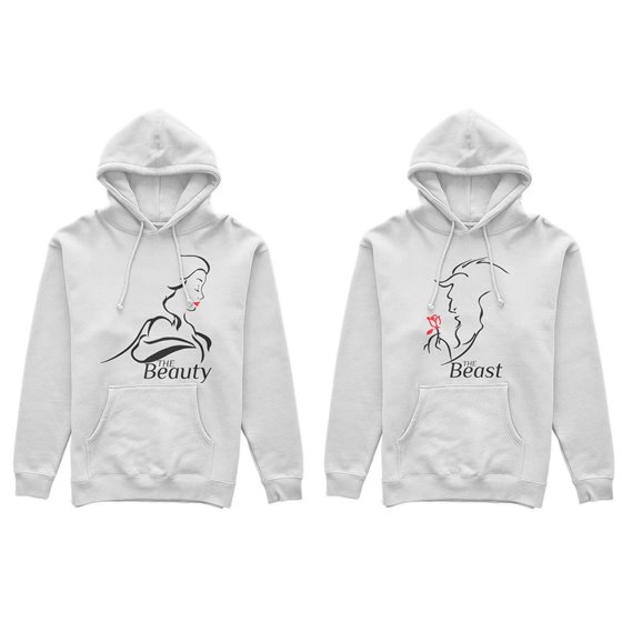 Coppia di felpe personalizzabili con nomi the beast and the beauty 2