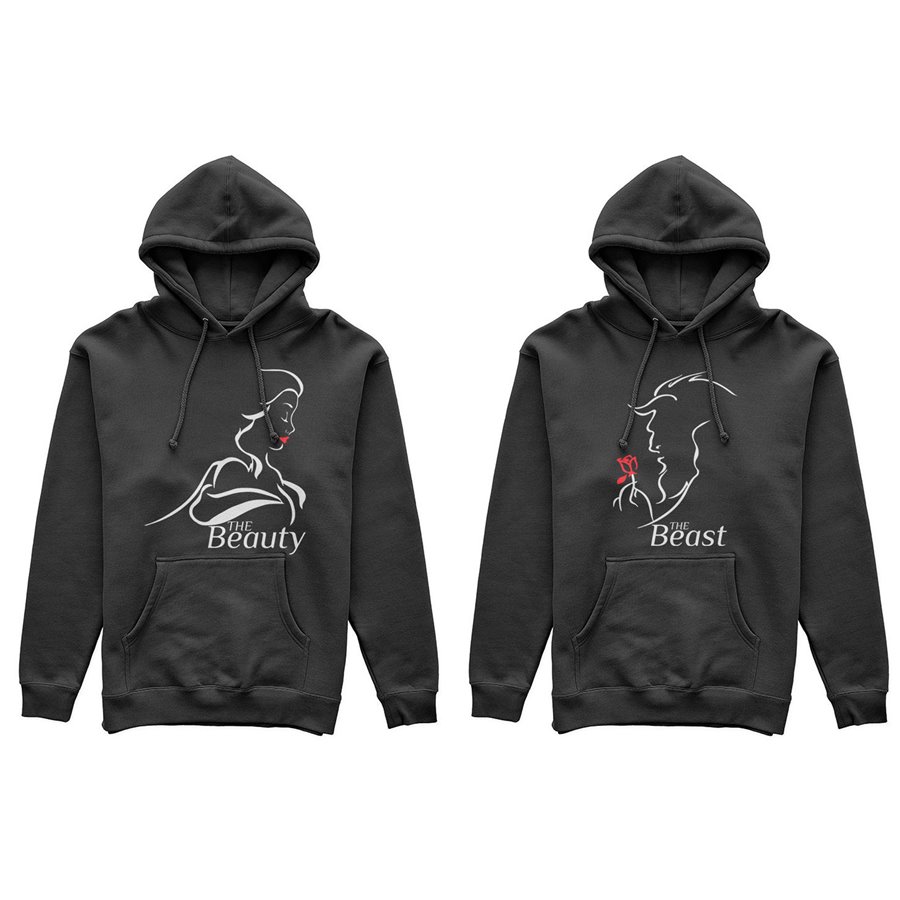 Coppia di felpe personalizzabili con nomi the beast and the beauty