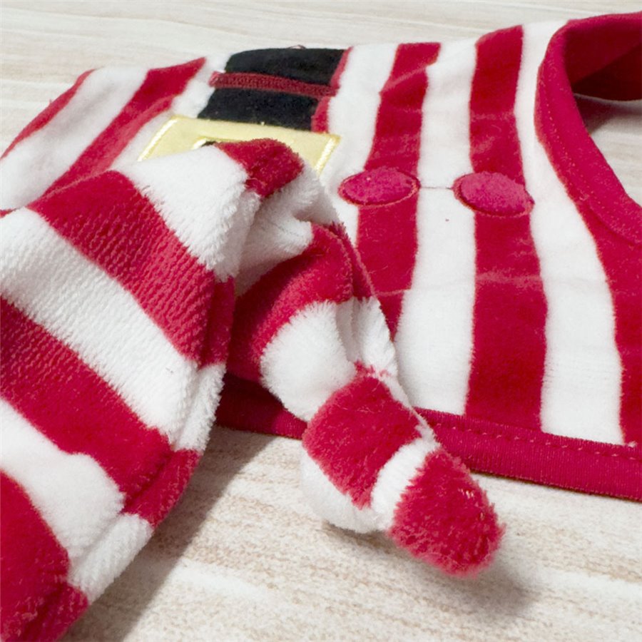 Set cappello e bavaglino neonato in ciniglia elfo di babbo natale personalizzato con nome