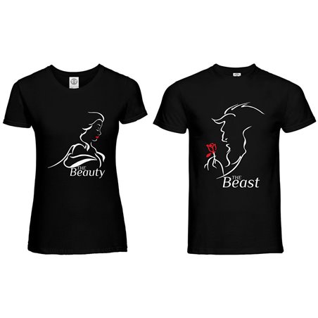 Coppia di maglie personalizzabili con nomi the beast and the beauty
