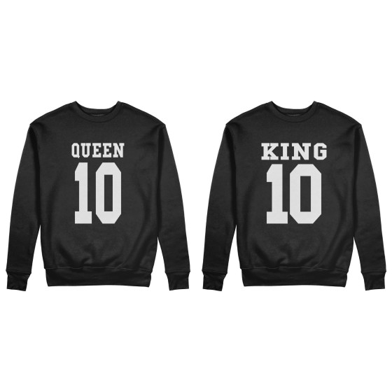 Coppia di felpe personalizzate con nomi e numeri king e queen 2