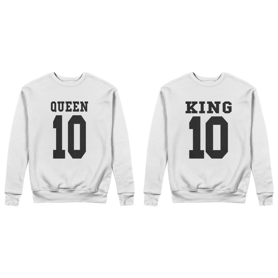 Coppia di felpe personalizzate con nomi e numeri king e queen
