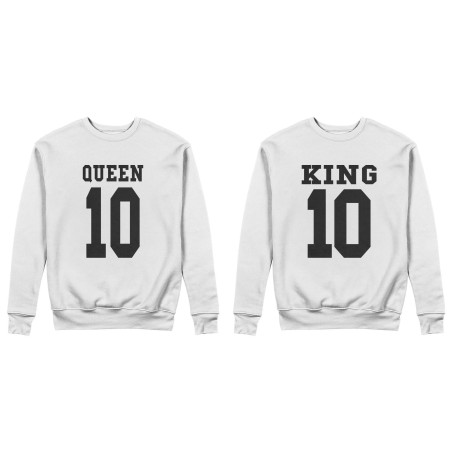 Coppia di felpe personalizzate con nomi e numeri king e queen
