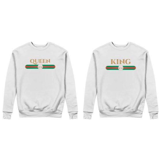 Coppia di felpe personalizzabili con nome king e queen brand di lusso 2