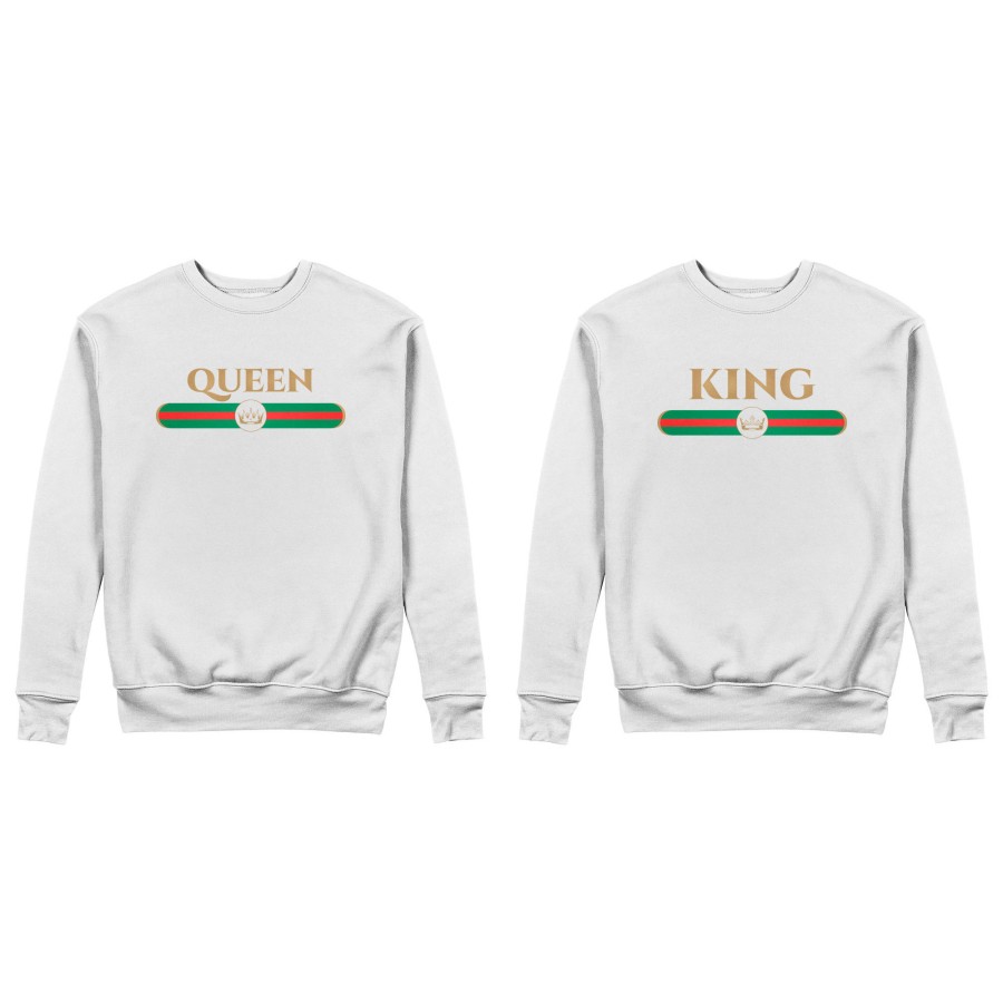 Coppia di felpe personalizzabili con nome king e queen brand di lusso