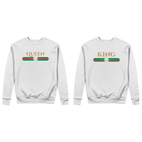 Coppia di felpe personalizzabili con nome king e queen brand di lusso