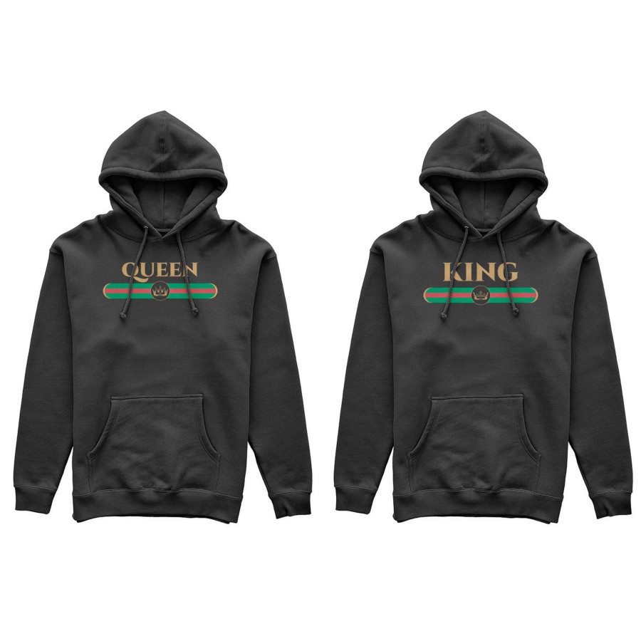 Coppia di felpe personalizzabili con nome king e queen brand di lusso