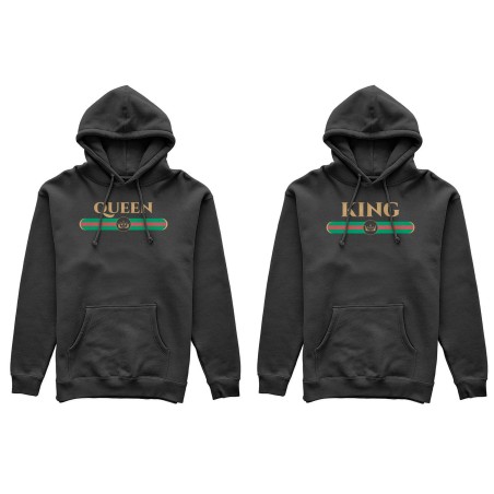 Coppia di felpe personalizzabili con nome king e queen brand di lusso