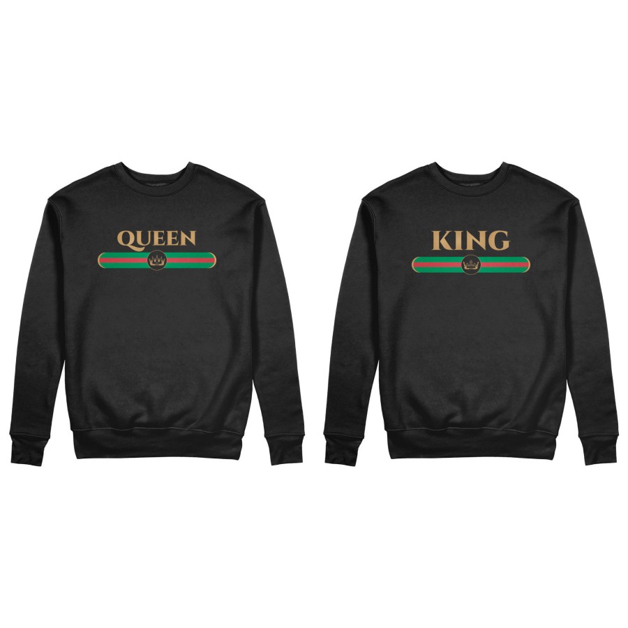 Coppia di felpe personalizzabili con nome king e queen brand di lusso
