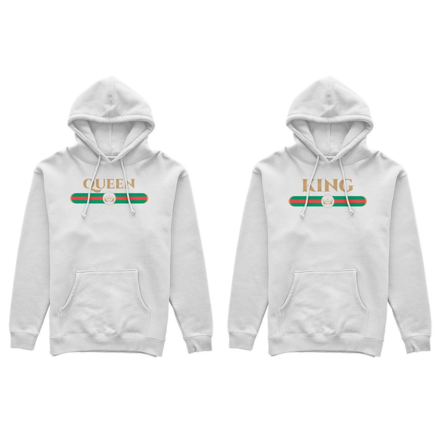 Coppia di felpe personalizzabili con nome king e queen brand di lusso