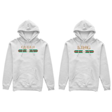 Coppia di felpe personalizzabili con nome king e queen brand di lusso