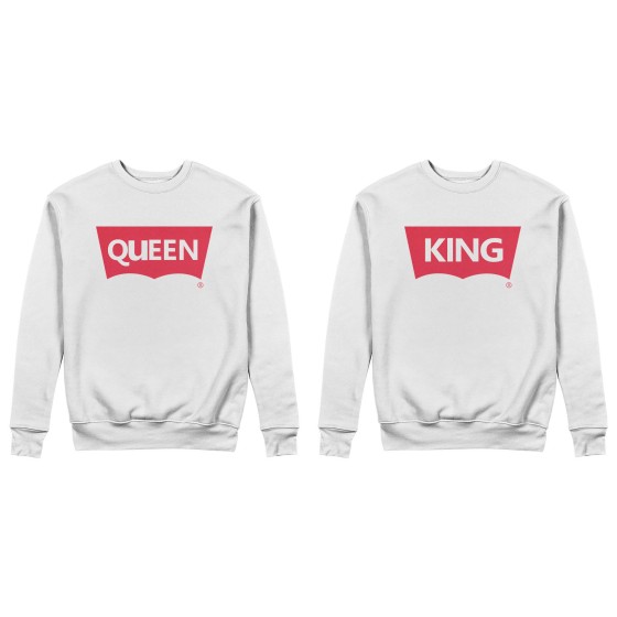 Coppia di felpe personalizzabili con nomi king e queen loveis 2