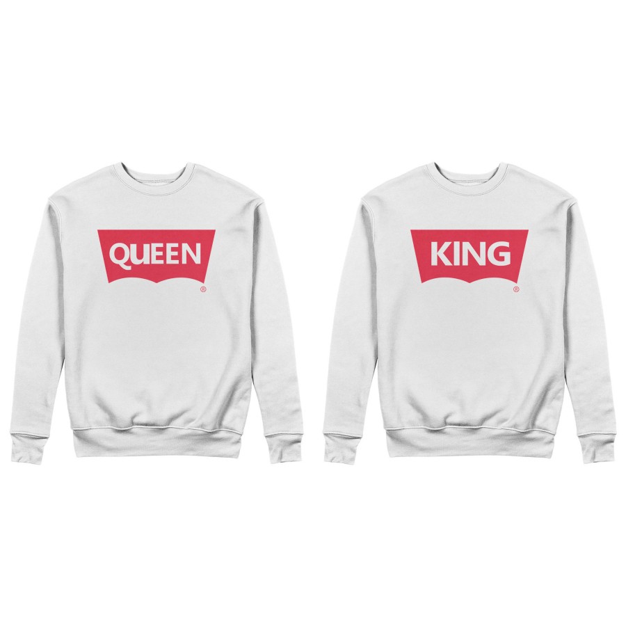 Coppia di felpe personalizzabili con nomi king e queen loveis