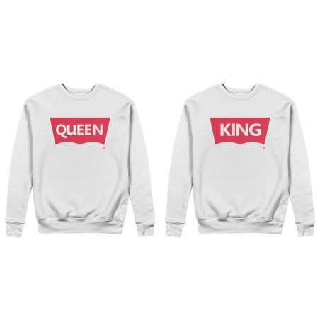 Coppia di felpe personalizzabili con nomi king e queen loveis