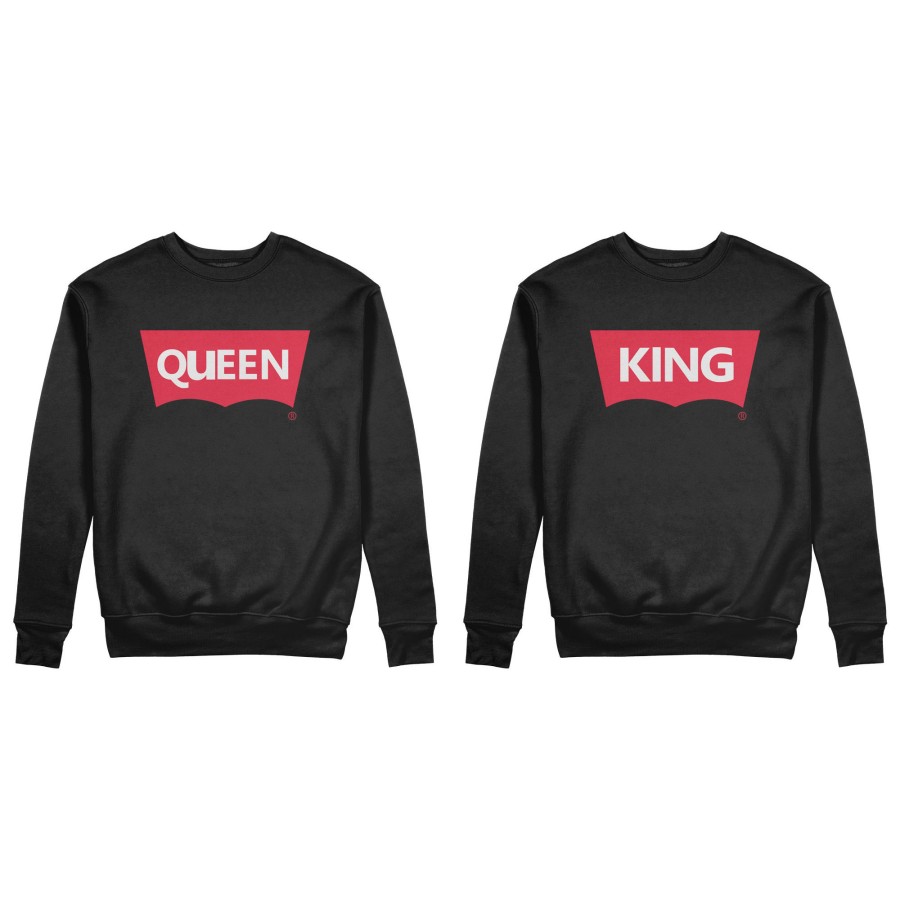 Coppia di felpe personalizzabili con nomi king e queen loveis