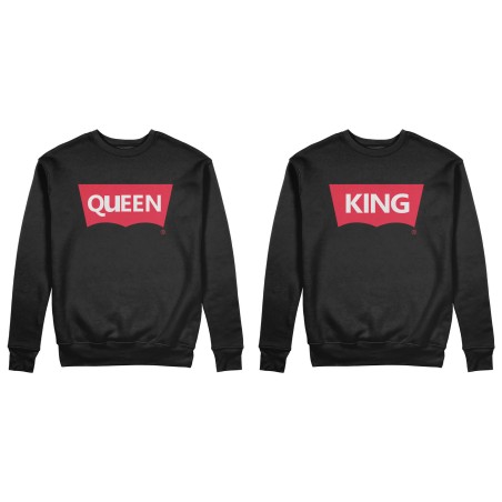 Coppia di felpe personalizzabili con nomi king e queen loveis