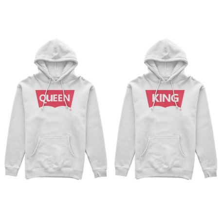 Coppia di felpe personalizzabili con nomi king e queen loveis