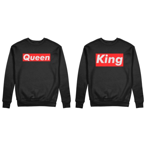 Coppia di felpe personalizzabili con nome king e queen supreme love