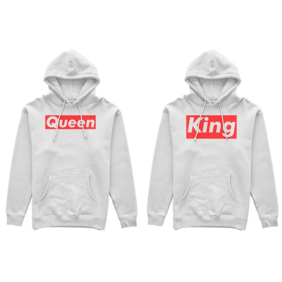 Coppia di felpe personalizzabili con nome king e queen supreme love 2