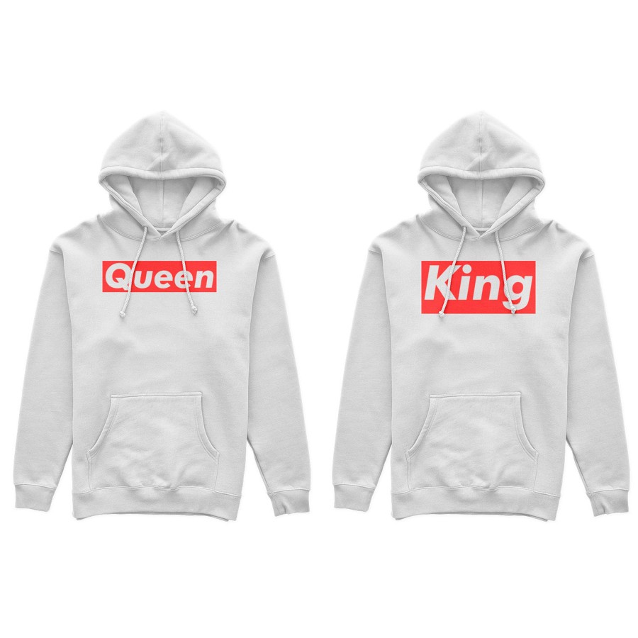 Coppia di felpe personalizzabili con nome king e queen supreme love