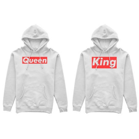 Coppia di felpe personalizzabili con nome king e queen supreme love