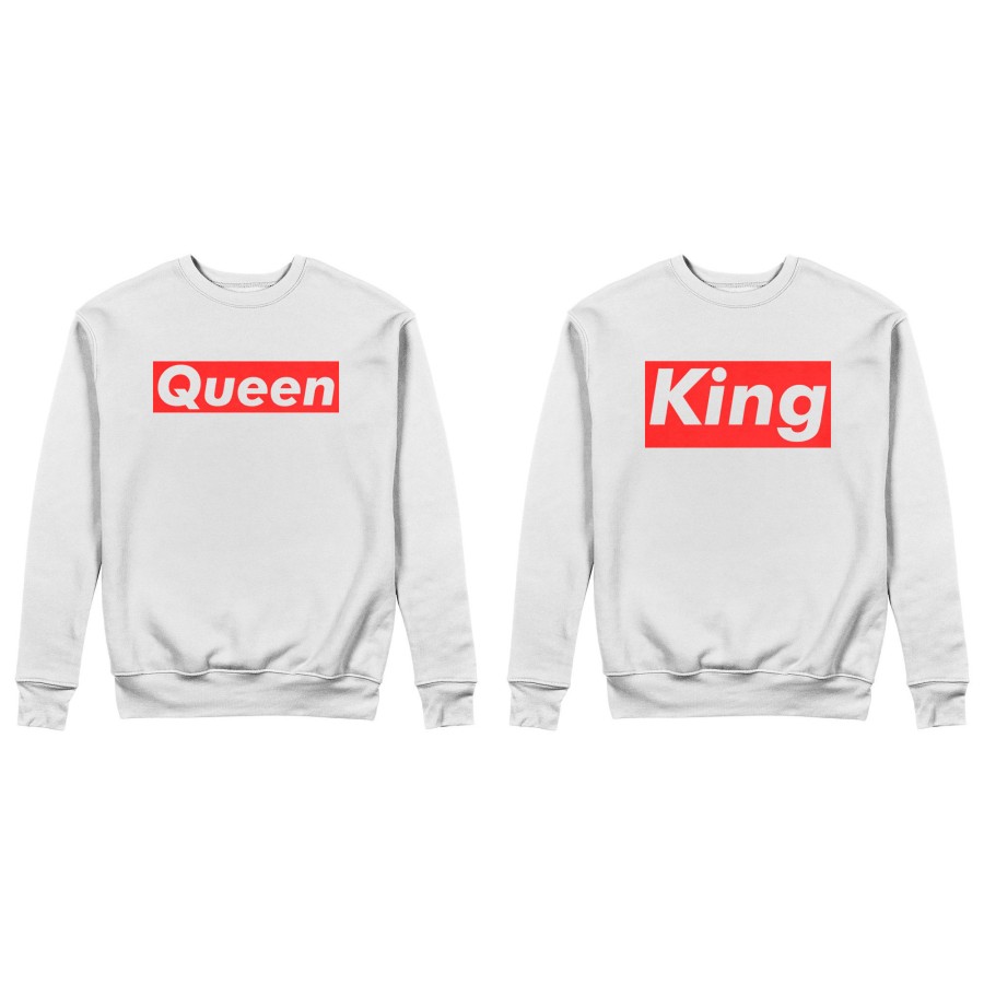 Coppia di felpe personalizzabili con nome king e queen supreme love