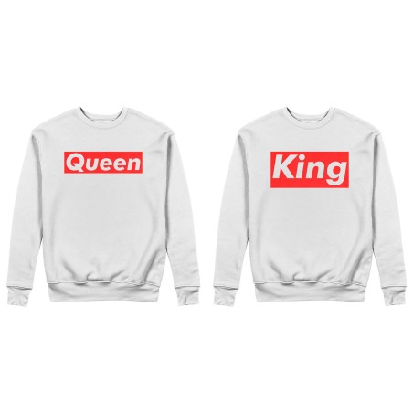 Coppia di felpe personalizzabili con nome king e queen supreme love