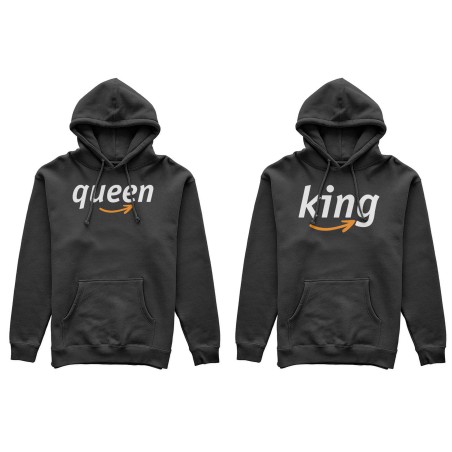 Coppia di felpe personalizzabili con nomi king e queen...