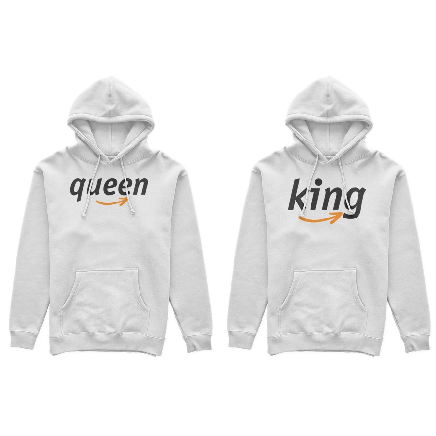 Coppia di felpe personalizzabili con nomi king e queen delivery