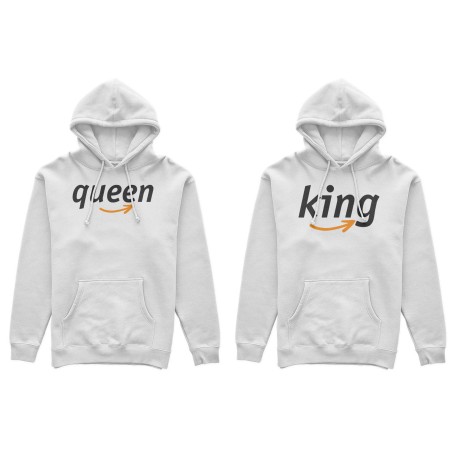 Coppia di felpe personalizzabili con nomi king e queen delivery