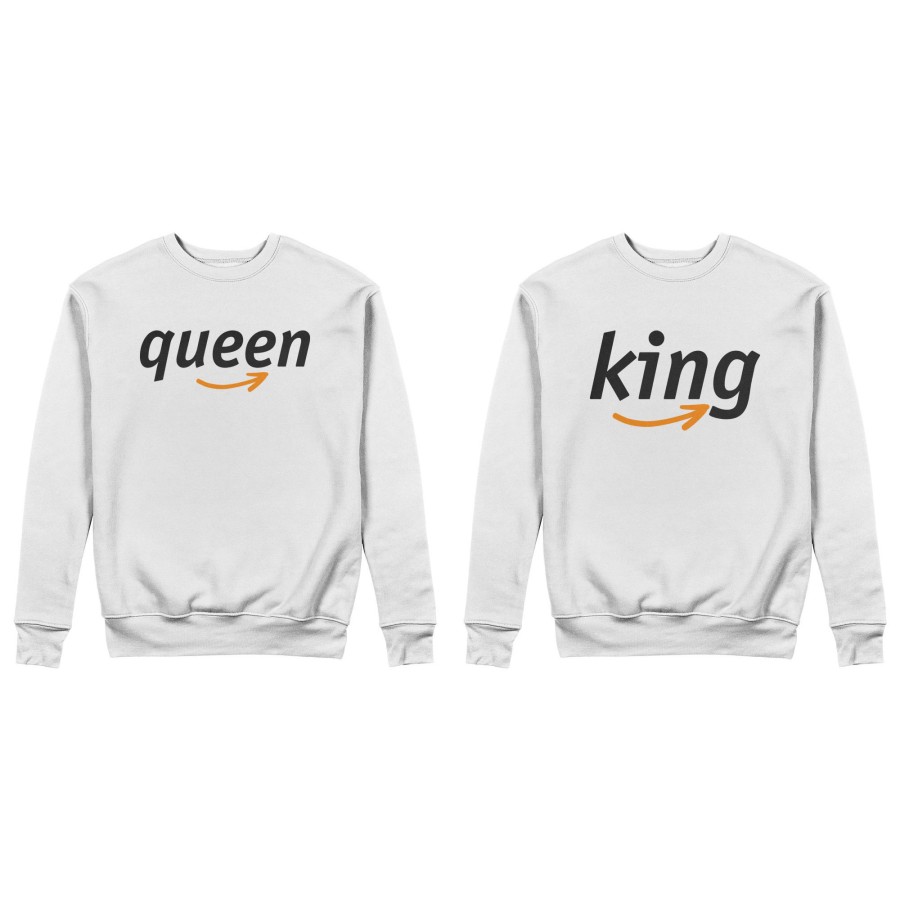 Coppia di felpe personalizzabili con nomi king e queen delivery