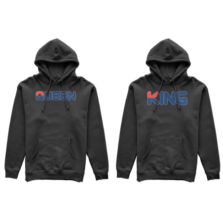 Coppia di felpe personalizzabili con nome king e queen fila