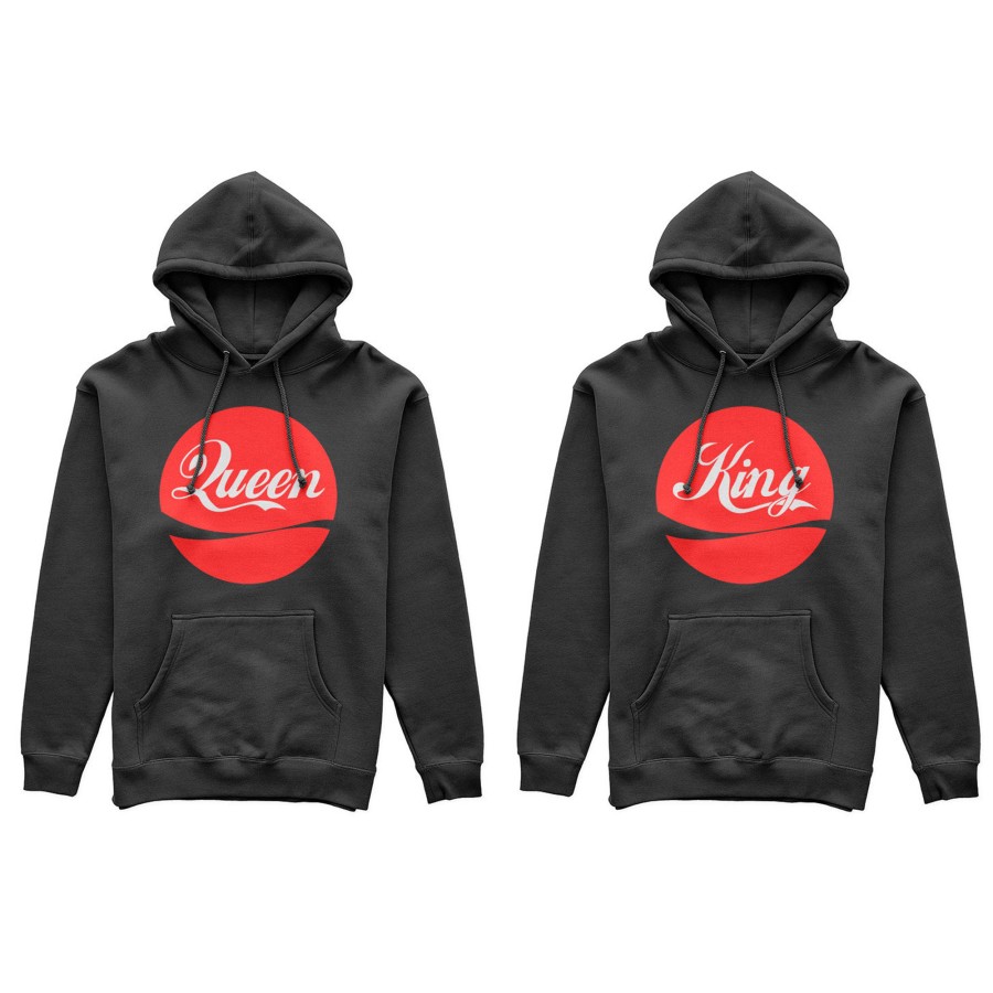 Coppia di felpe personalizzabili con nome king e queen cola