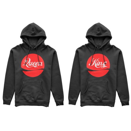 Coppia di felpe personalizzabili con nome king e queen cola