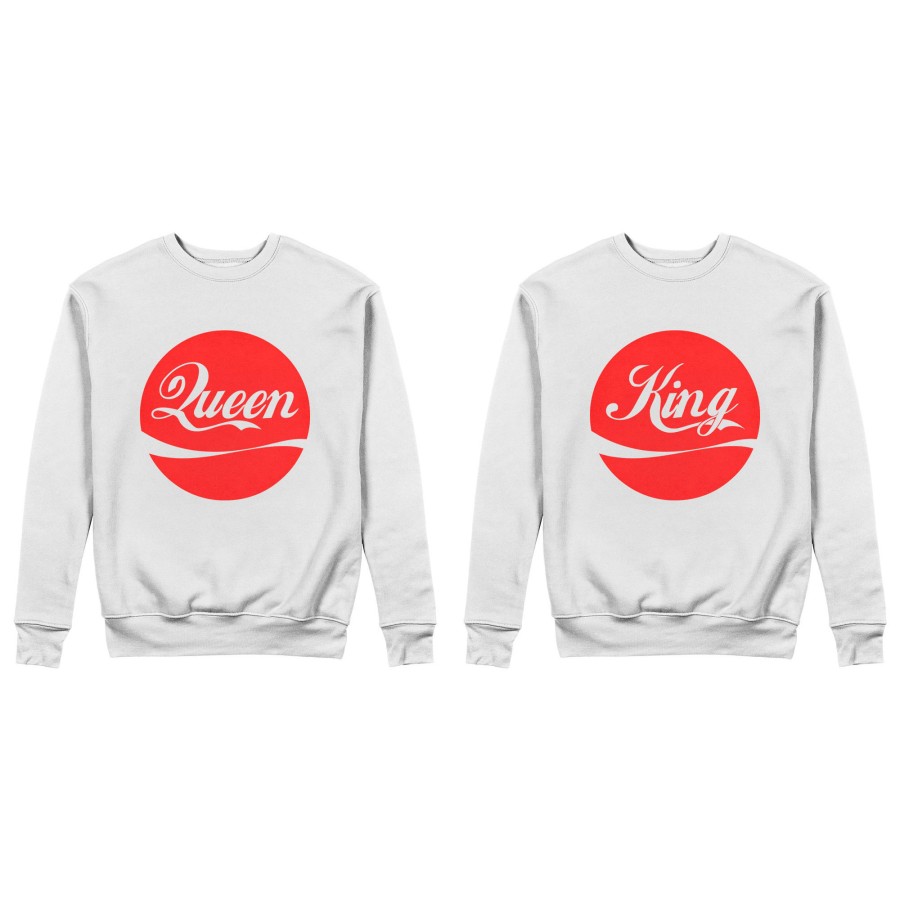 Coppia di felpe personalizzabili con nome king e queen cola