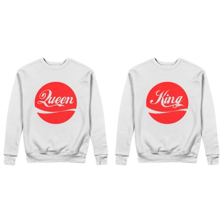 Coppia di felpe personalizzabili con nome king e queen cola