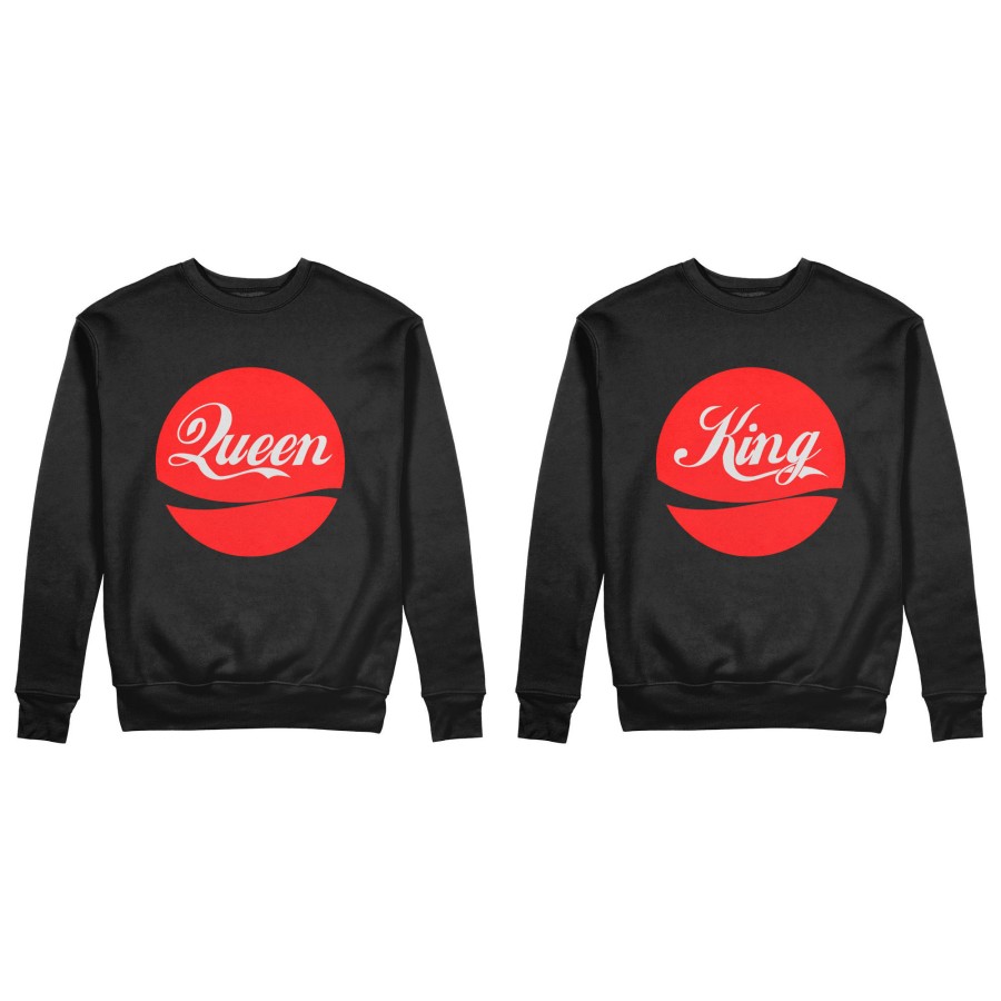 Coppia di felpe personalizzabili con nome king e queen cola