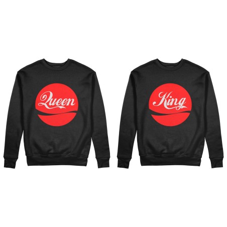 Coppia di felpe personalizzabili con nome king e queen cola