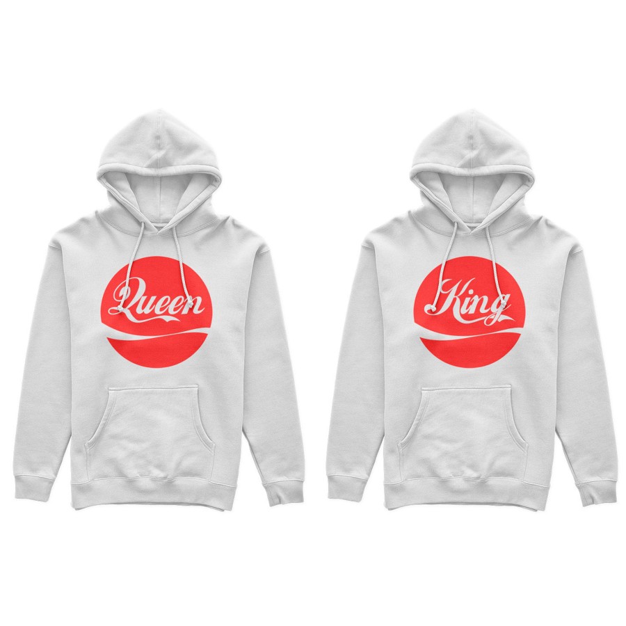 Coppia di felpe personalizzabili con nome king e queen cola