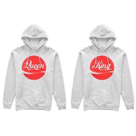 Coppia di felpe personalizzabili con nome king e queen cola