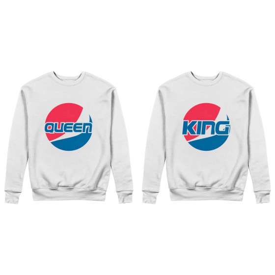 Coppia di felpe personalizzabili con nome king e queen pepsi