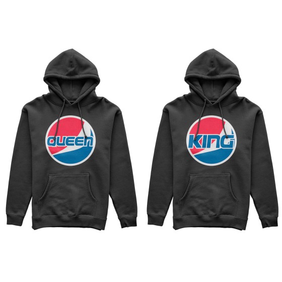 Coppia di felpe personalizzabili con nome king e queen pepsi 2
