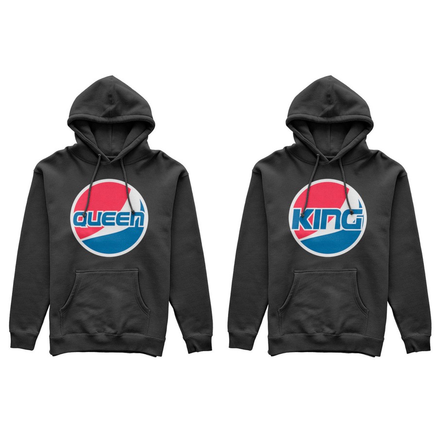 Coppia di felpe personalizzabili con nome king e queen pepsi