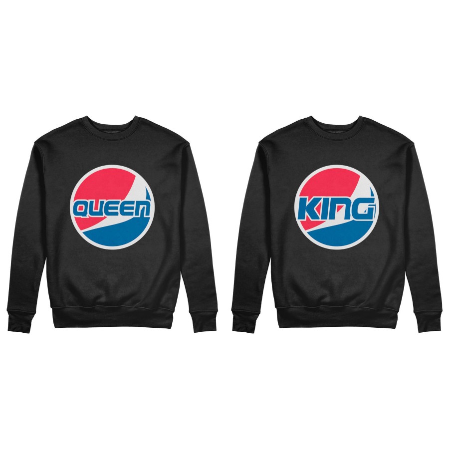 Coppia di felpe personalizzabili con nome king e queen pepsi